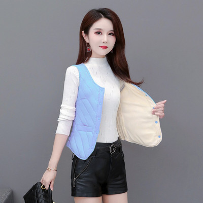 Rudens vilnas sieviešu veste, bieza veste sievietēm, kokvilnas biroja dāmu bezpiedurkņu jaka Sieviešu ziemas virsdrēbes mēteļi