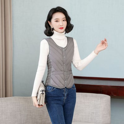 Rudens vilnas sieviešu veste, bieza veste sievietēm, kokvilnas biroja dāmu bezpiedurkņu jaka Sieviešu ziemas virsdrēbes mēteļi