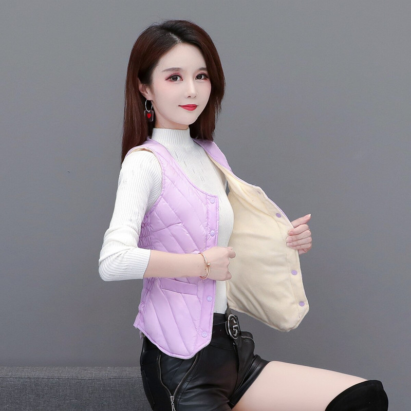 Rudens vilnas sieviešu veste, bieza veste sievietēm, kokvilnas biroja dāmu bezpiedurkņu jaka Sieviešu ziemas virsdrēbes mēteļi