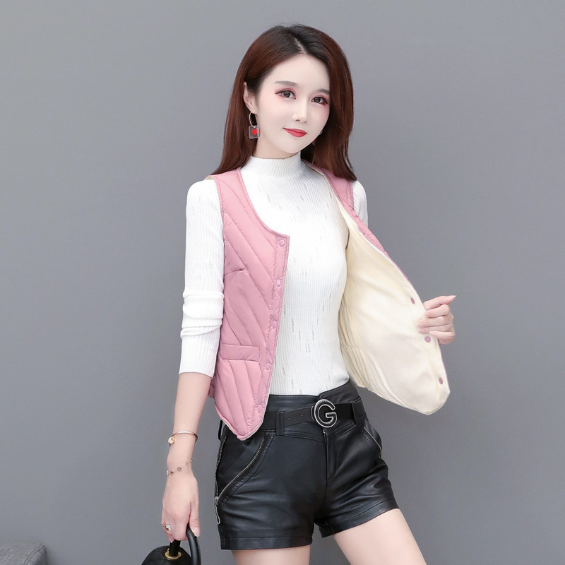 Rudens vilnas sieviešu veste, bieza veste sievietēm, kokvilnas biroja dāmu bezpiedurkņu jaka Sieviešu ziemas virsdrēbes mēteļi