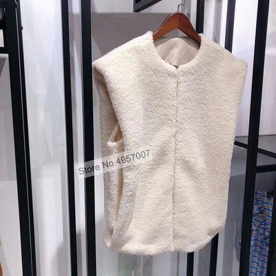 Ženski prsluk bez rukava od mješavine vune - ženski prsluk jednostavnog stila s okruglim izrezom