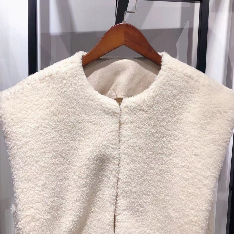 Ženski prsluk bez rukava od mješavine vune - ženski prsluk jednostavnog stila s okruglim izrezom