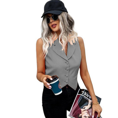 Ljetno žensko odijelo Prsluk Modni ležerni narančasti prsluk Jakna bez rukava Dame Prsluk Odjeća traf