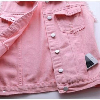2022 Νέα μόδα Μωβ κοντό τζιν γιλέκο Γυναικείο φθινοπωρινό casual μονό στήθος τζιν γιλέκο Plus size Slim αμάνικο μπουφάν