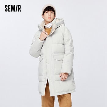 Semir Down Jacket Men 2022 Winter New Loose Letter Printing Mid-Length Daily Commuter Wind Waterproof Jacket for Winter