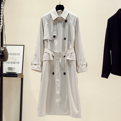 Korejas skrejceļa dizainers 2022 Rudens/Rudens Regulējams viduklis Kabatas Maxi Long Trench mētelis ar jostu Chic sieviešu vējjaka Classic