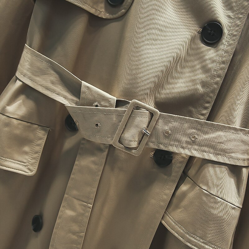 Korejas skrejceļa dizainers 2022 Rudens/Rudens Regulējams viduklis Kabatas Maxi Long Trench mētelis ar jostu Chic sieviešu vējjaka Classic