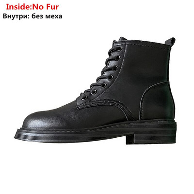 ASUMER INS HOT īstas ādas zābaki Sieviešu šņorzābaki Britu stila puszābaki vienkrāsaini rudens ziemas modes botas