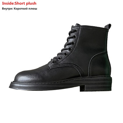 ASUMER INS HOT īstas ādas zābaki Sieviešu šņorzābaki Britu stila puszābaki vienkrāsaini rudens ziemas modes botas