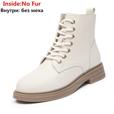 ASUMER INS HOT īstas ādas zābaki Sieviešu šņorzābaki Britu stila puszābaki vienkrāsaini rudens ziemas modes botas