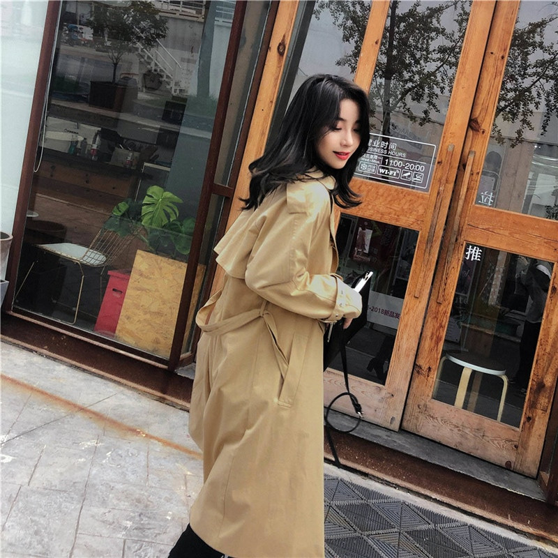 2022. gada jauns rudens haki krāsas garais mētelis Sieviešu brīvs sieviešu vējjakas Modes mēteļi ikdienas virsdrēbes P552