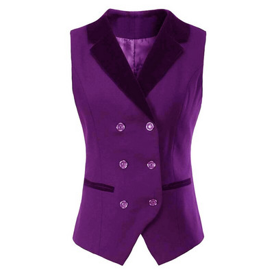 Žensko odijelo, prsluk na preklop, poslovni uredski radni prsluk bez rukava s dvostrukim kopčanjem