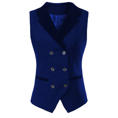 Žensko odijelo, prsluk na preklop, poslovni uredski radni prsluk bez rukava s dvostrukim kopčanjem