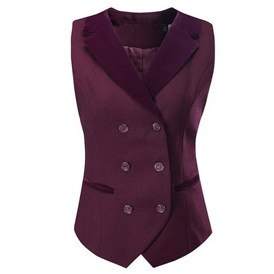 Žensko odijelo, prsluk na preklop, poslovni uredski radni prsluk bez rukava s dvostrukim kopčanjem