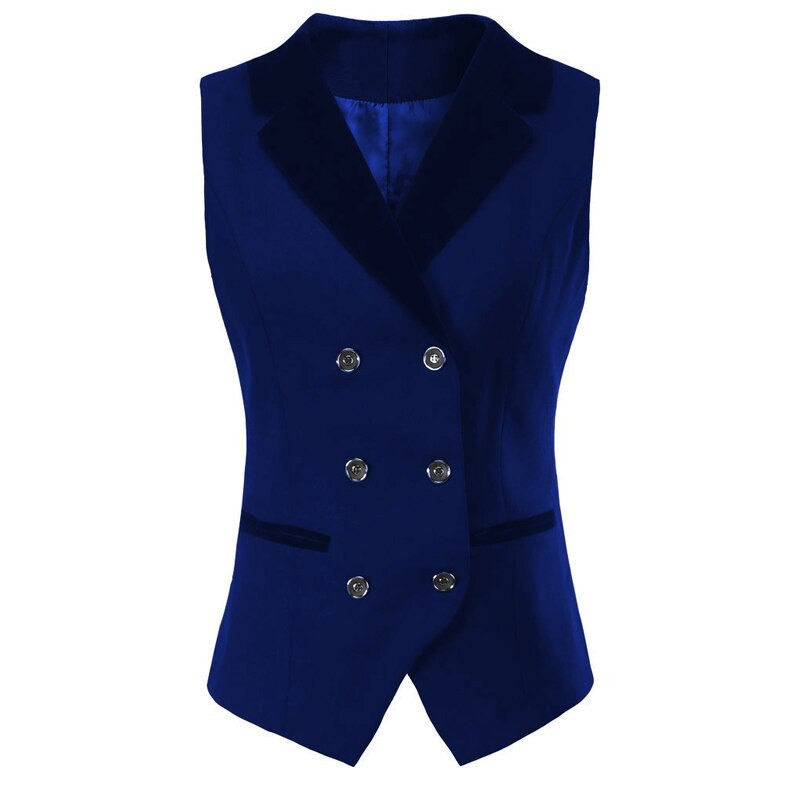 Žensko odijelo, prsluk na preklop, poslovni uredski radni prsluk bez rukava s dvostrukim kopčanjem