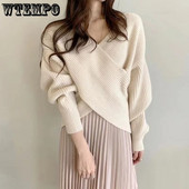 V-veida kakla izgriezuma džemperis, minimālisma apgriezts tops, var valkāt ārā rudens un ziemas vairumtirdzniecībā