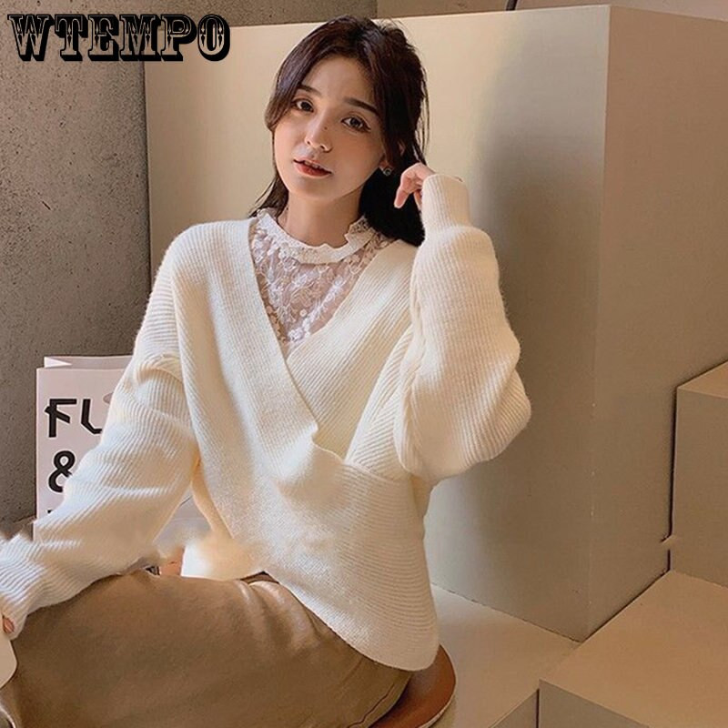 V-veida kakla izgriezuma džemperis, minimālisma apgriezts tops, var valkāt ārā rudens un ziemas vairumtirdzniecībā