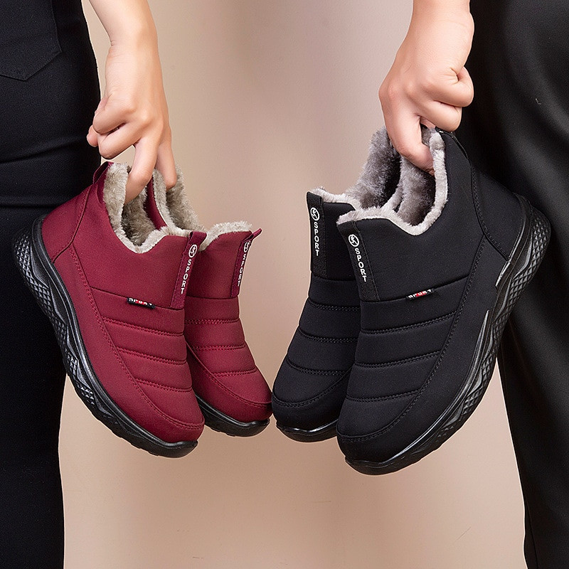 Jauni Sniega zābaki Sieviešu Kurpes Siltas Plīša Kažokādas Puszābaki 2022 Ziemas Sieviešu Slip On Plakanas Ikdienas Kurpes Ūdensnecaurlaidīgas Sieviešu Apavi