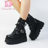 Νέες γοτθικές μπότες Γυναικείες Wedges Ψηλοτάκουνα Παπούτσια Πλατφόρμα Φερμουάρ Αστραγάλου Πριτσίνια Στρογγυλά Γυναικεία Φθινοπωρινά Χειμώνα Cool Punk Μποτάκια Γυναικεία