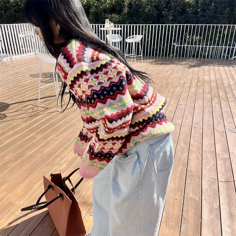 Jauni modes topi, 2022. gada sieviešu retro džemperu džemperi ar biezām svītrām, rudens ziemas brīvi adīti džemperi
