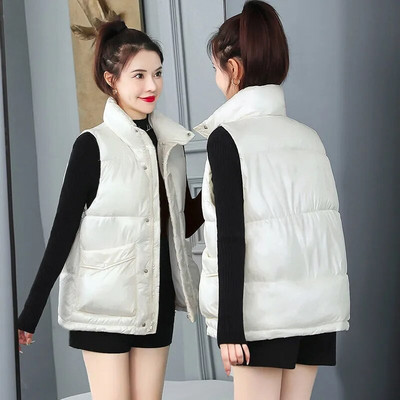 Ženski donji pamučni kaput prsluk 2021. Nova korejska verzija Široka vanjska odjeća Prsluk s stojećim ovratnikom bez rukava Ženska jakna