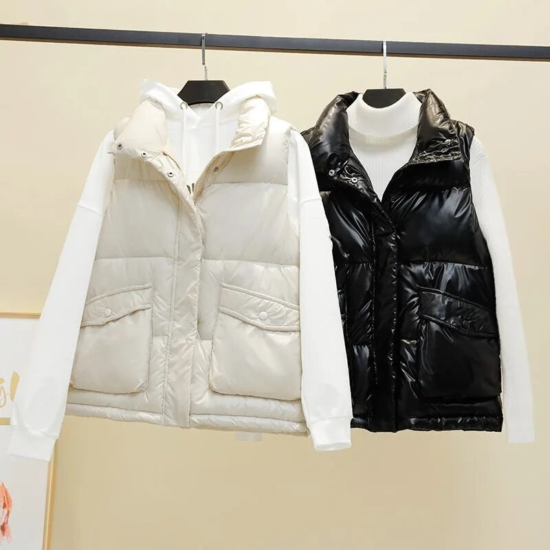 Ženski donji pamučni kaput prsluk 2021. Nova korejska verzija Široka vanjska odjeća Prsluk s stojećim ovratnikom bez rukava Ženska jakna