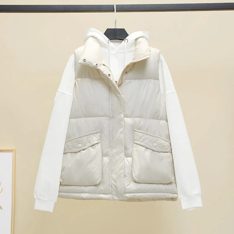 Ženski donji pamučni kaput prsluk 2021. Nova korejska verzija Široka vanjska odjeća Prsluk s stojećim ovratnikom bez rukava Ženska jakna