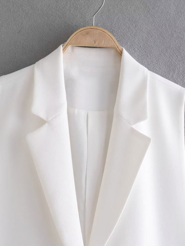 PB&ZA 2158878 Γυναικεία 2022 καλοκαίρι New Fashion Δίχρωμο γιλέκο με σκίσιμο Vintage Αμάνικο Γυναικείο Γιλέκο Παλτό Chic Tops 2158/878