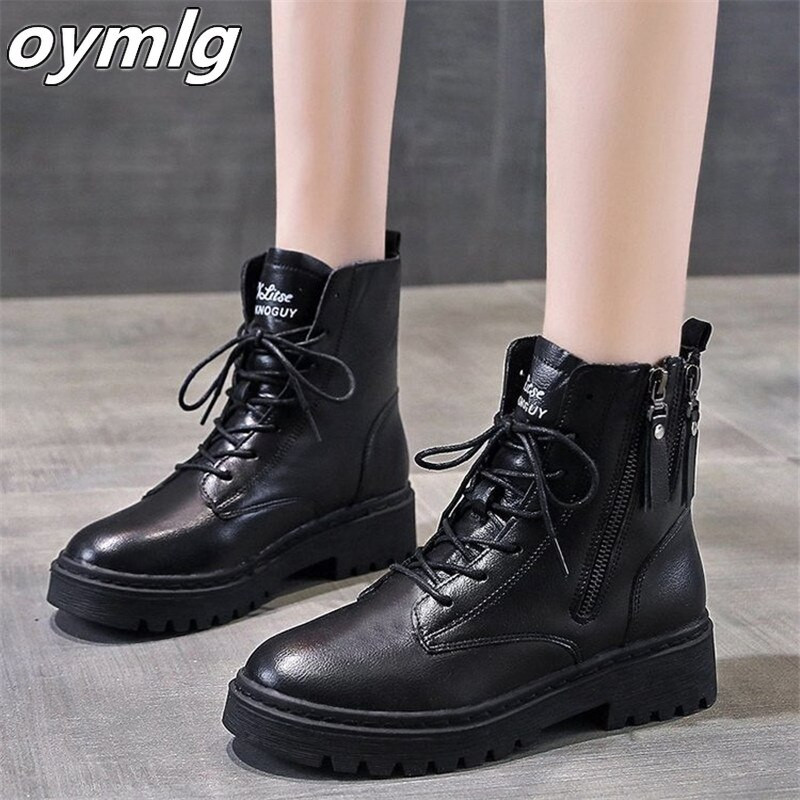 2020 Sieviešu Augstas kvalitātes āda Mode Sieviešu Neslīdoši nodilumizturīgi Šņorējami sānu rāvējslēdzēji Zābaki Rudens Ziemas Sieviešu puszābaki