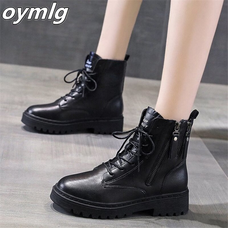 2020 Sieviešu Augstas kvalitātes āda Mode Sieviešu Neslīdoši nodilumizturīgi Šņorējami sānu rāvējslēdzēji Zābaki Rudens Ziemas Sieviešu puszābaki