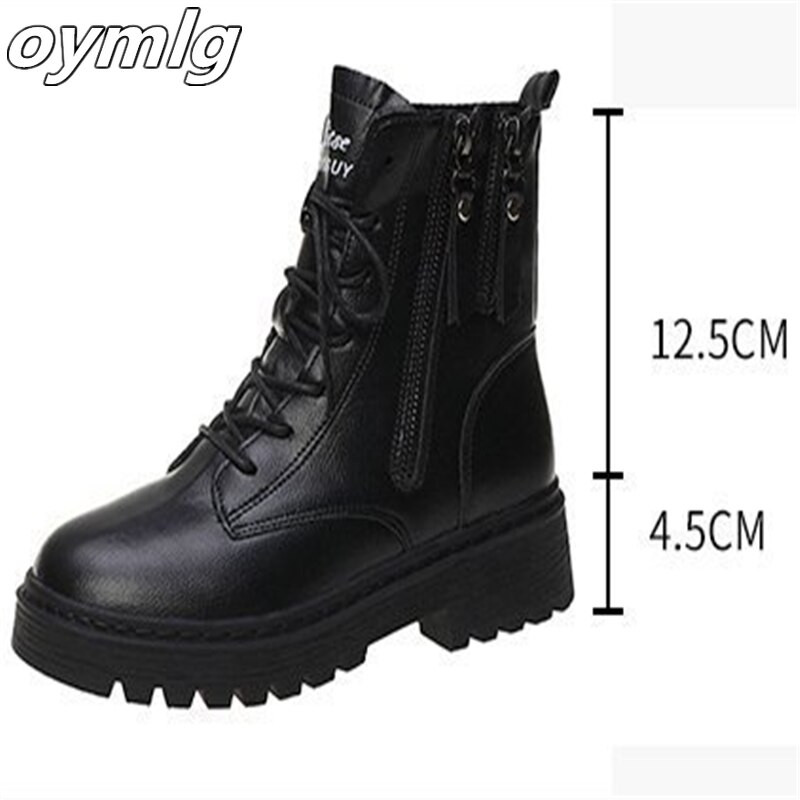 2020 Sieviešu Augstas kvalitātes āda Mode Sieviešu Neslīdoši nodilumizturīgi Šņorējami sānu rāvējslēdzēji Zābaki Rudens Ziemas Sieviešu puszābaki