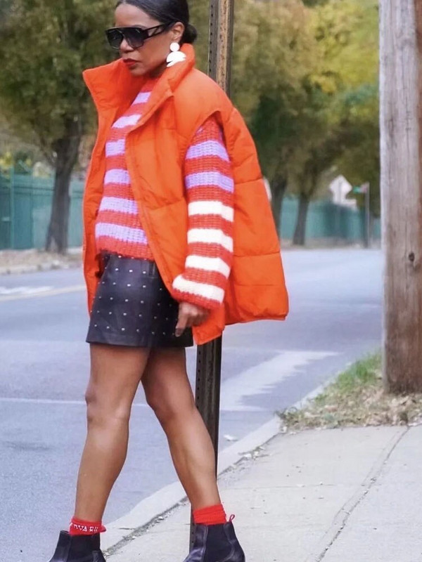 Icclek 2022 új női kabát Parka Veste kabát narancssárga ujjatlan kabát női tavaszi téli párnázott mellény női mellény