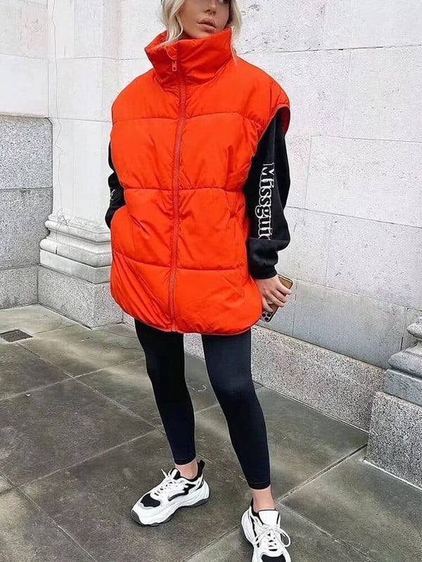 Icclek 2022 új női kabát Parka Veste kabát narancssárga ujjatlan kabát női tavaszi téli párnázott mellény női mellény