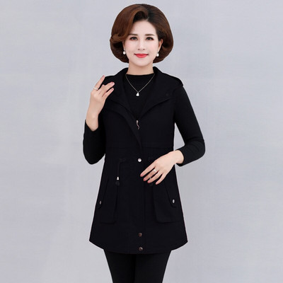 UHYTGF Proljetno-jesenski prsluci za žene Ženska jakna bez rukava s kapuljačom, udobna pamučna labava, 5XL velika prsluk 1471