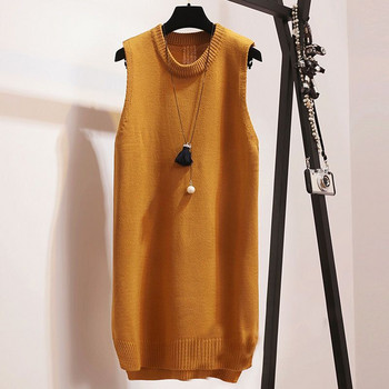 Πλεκτό πουλόβερ φθινοπώρου 2022 Φόρεμα με γυναικείο γιλέκο Γυναικείο μακρύ γιλέκο Γυναικείο πουλόβερ Γυναικεία πανωφόρια με λαιμόκοψη