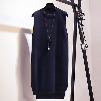 2022. gada rudens ziemas trikotāžas džemperkleita Sieviešu veste Kleita Sieviešu garā veste Sieviešu džemperis Sieviešu džemperi ar O veida kakla izgriezumu Sieviešu virsdrēbes