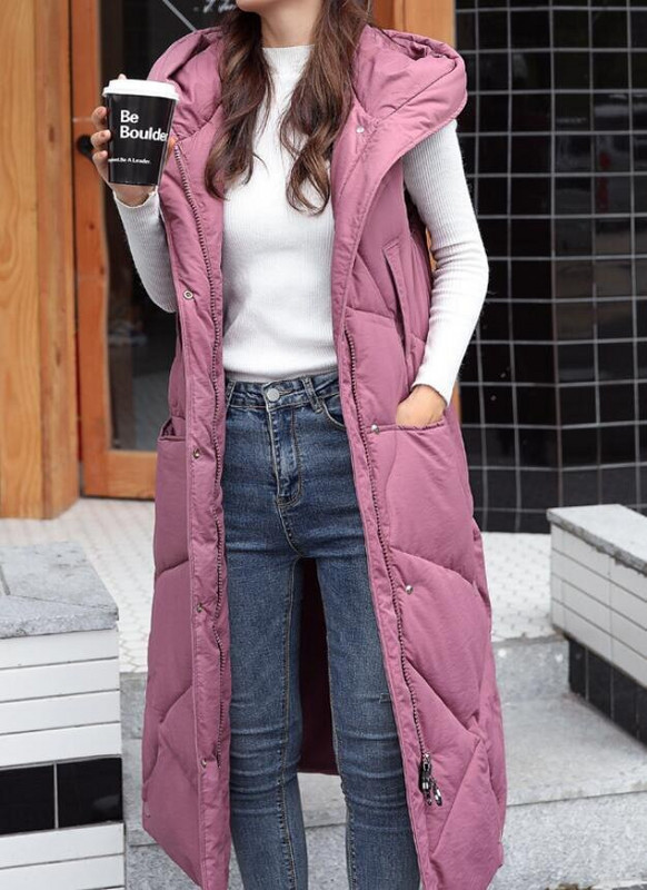 Zimska ženska prsluk jakna Produljena debela jakna za održavanje topline Student Lady Jednobojna široka ležerna odjeća 2021 #G2