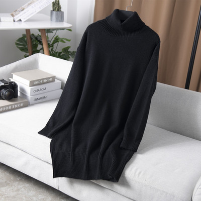 Κασμίρ πουλόβερ γυναικείο πουλόβερ με ζιβάγκο πλεκτό μάλλινο πουλόβερ μακρύ χαλαρό χοντρό ζεστό πουλόβερ μόδα casual γυναικείο πουλόβερ