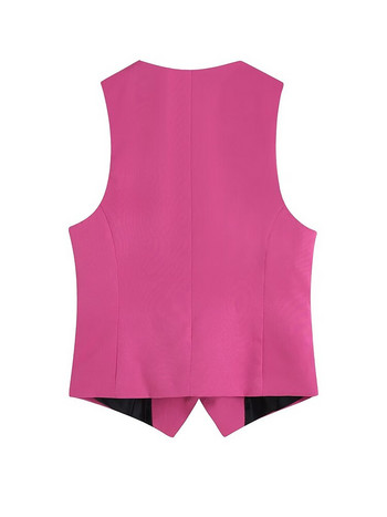 2022 ZA Φθινοπωρινό φθινοπωρινό γυναικείο κοστούμι φανελάκι γραφείου Γυναικείο στυλ μονό στήθος φανελάκι casual αμάνικο τσέπες με λαιμόκοψη Κομψό μπλουζάκι