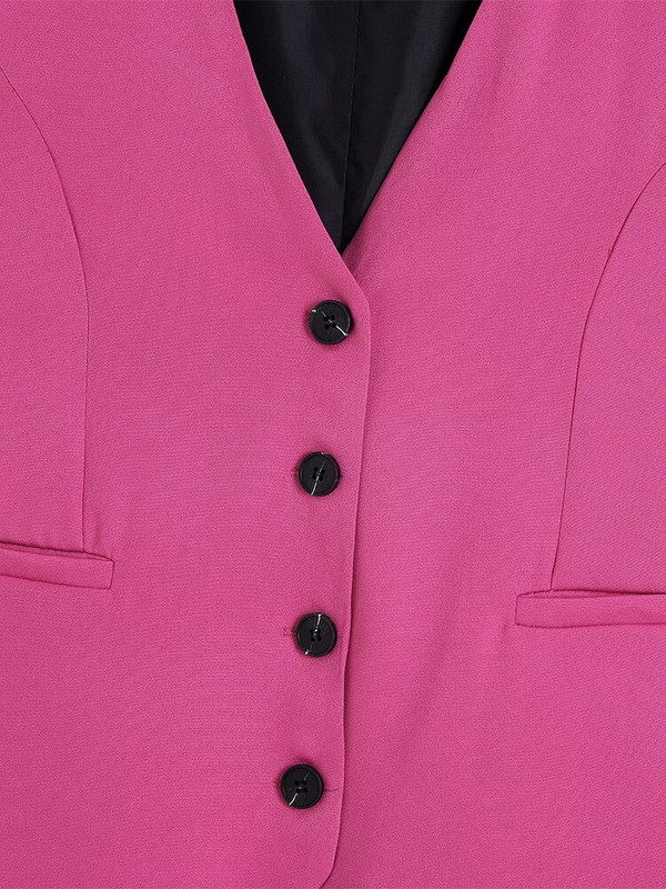 2022 ZA Jesen Modno žensko odijelo Prsluk Uredski damski stil Jednokopčane majice bez rukava Ležerne V-izrez bez rukava Chic majice