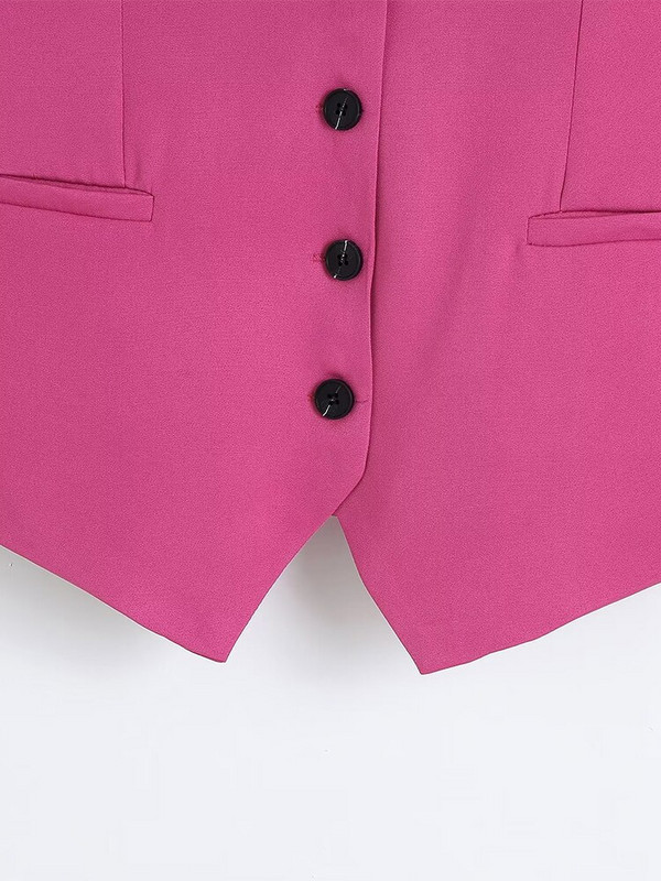 2022 ZA Jesen Modno žensko odijelo Prsluk Uredski damski stil Jednokopčane majice bez rukava Ležerne V-izrez bez rukava Chic majice