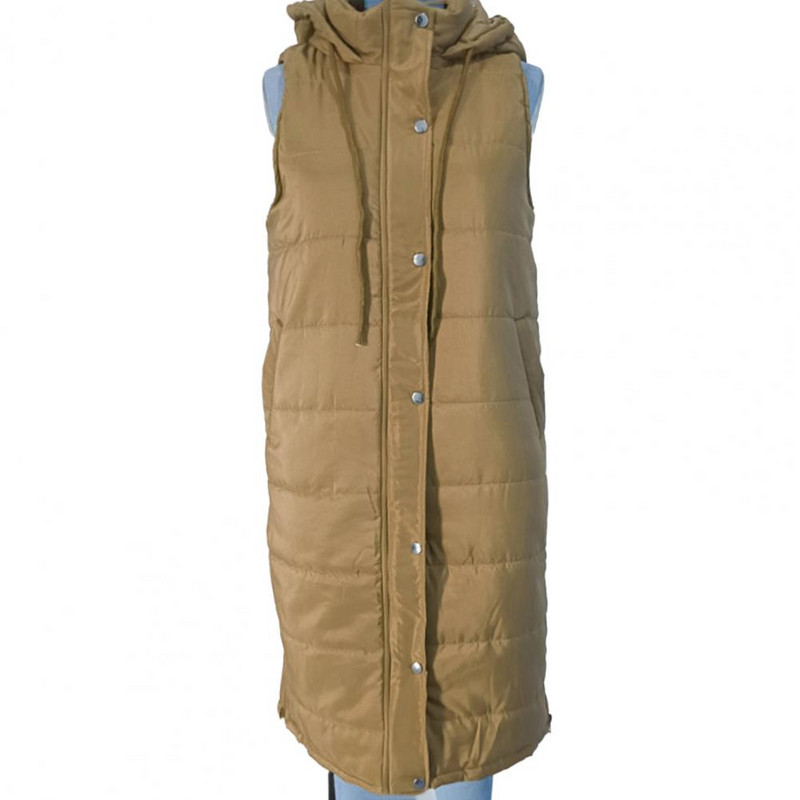 Zimski donji prsluk s kapuljačom Uzica Kosi džepovi Gumbi Prsluk s patentnim zatvaračem Gornji kaput Jednostavna pamučna puferica do koljena