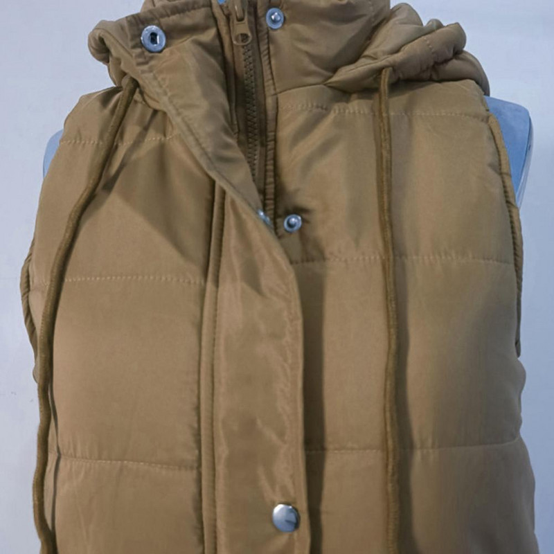 Zimski donji prsluk s kapuljačom Uzica Kosi džepovi Gumbi Prsluk s patentnim zatvaračem Gornji kaput Jednostavna pamučna puferica do koljena