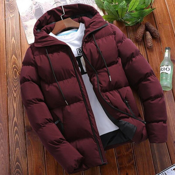 Νέο χειμερινό χοντρό ανδρικό παλτό ανδρικό μπουφάν με κουκούλα παρκά μονόχρωμο φερμουάρ Ζεστό κορεάτικο στυλ Fitness Fashion Ανδρικό παλτό