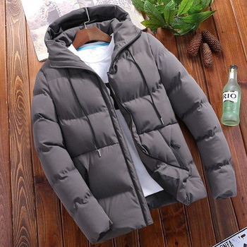 Νέο χειμερινό χοντρό ανδρικό παλτό ανδρικό μπουφάν με κουκούλα παρκά μονόχρωμο φερμουάρ Ζεστό κορεάτικο στυλ Fitness Fashion Ανδρικό παλτό