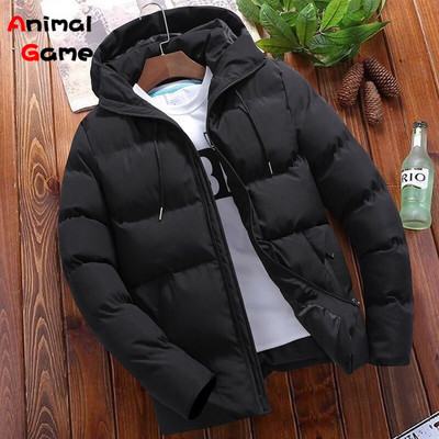 Nova zimska debela muška ležerna parka s kapuljačom, jednobojna, topla modna muška jakna i jakna u korejskom stilu