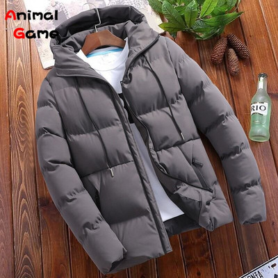 Nova zimska debela muška ležerna parka s kapuljačom, jednobojna, topla modna muška jakna i jakna u korejskom stilu