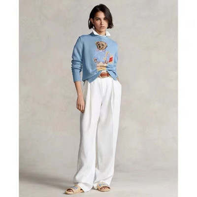 2022. gada jauna karikatūra RL Bear džemperis Sieviešu ziemas apģērbs Modes ar garām piedurknēm trikotāžas džemperis Kokvilnas mētelis Bezmaksas piegāde