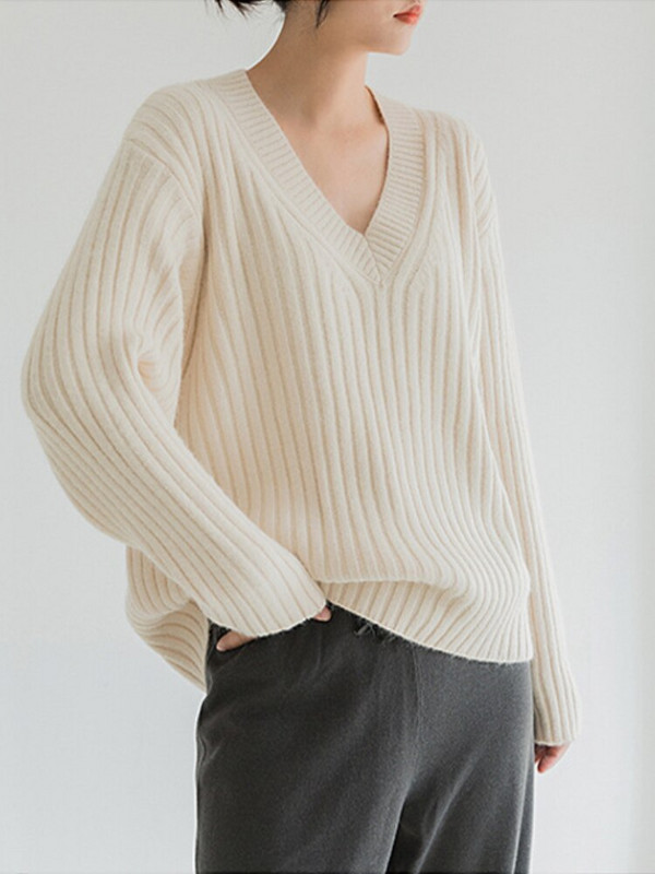 Φθινόπωρο Χειμώνας 2022 Μόδα Πλεκτό Πλεκτό Πουλόβερ με λαιμόκοψη Γυναικείο πουλόβερ χαλαρό καθαρό χρώμα Μακρυμάνικο πλεκτό μπουφάν με επένδυση