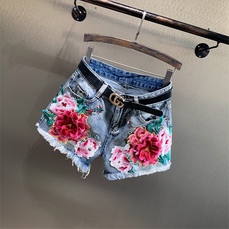 2021. Djevojački traper prsluk, trodimenzionalni vez, cvjetni prsluk, korejski uski studentski prsluk, gornji dio jeans jakne, kratki ženski kaput